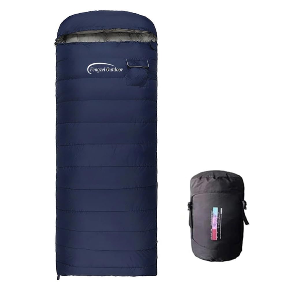 新品 Fengzel Outdoor寝袋 封筒型 多色 210*80cm 400-2500g高級ダウン詰め 足が出せる 連結可能 アウトドア 冬山 防災用 ゆったりとした 冬用 耐寒 ダウンシュラフ (ネイビー 2500gダウン詰め（極限厳寒用）)