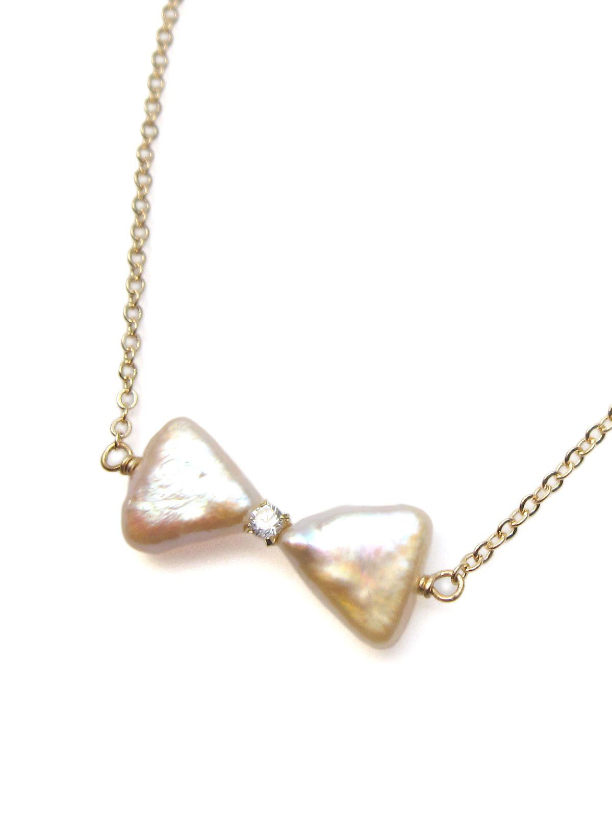 新品 [Cherry] Freshwater Pearl Ribbon Necklace Natural Stone Power Stone A731
