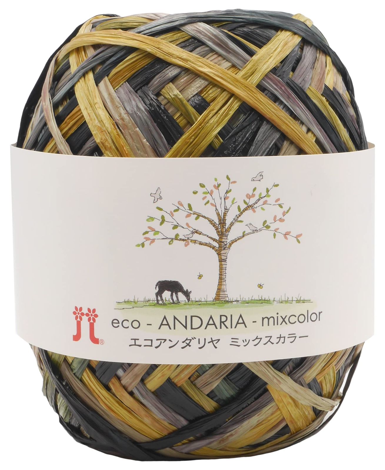 新品 ハマナカ 手編み毛糸 エコアンダリヤ ミックスカラー 並太 COL. 268 ブラック 系 40ｇ 約 80ｍ 5玉セット 0226セット