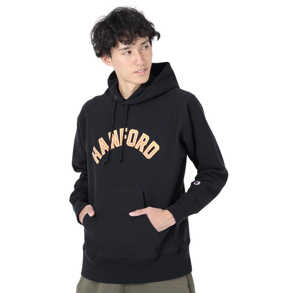 新品 [チャンピオン] パーカー 長袖 11.5oz COTTON USA グラフィックプリント リバースウィーブ(R) フーデッドスウェットシャツ REVERSWEAVE(R) C3-Y114 メンズ ブラック M