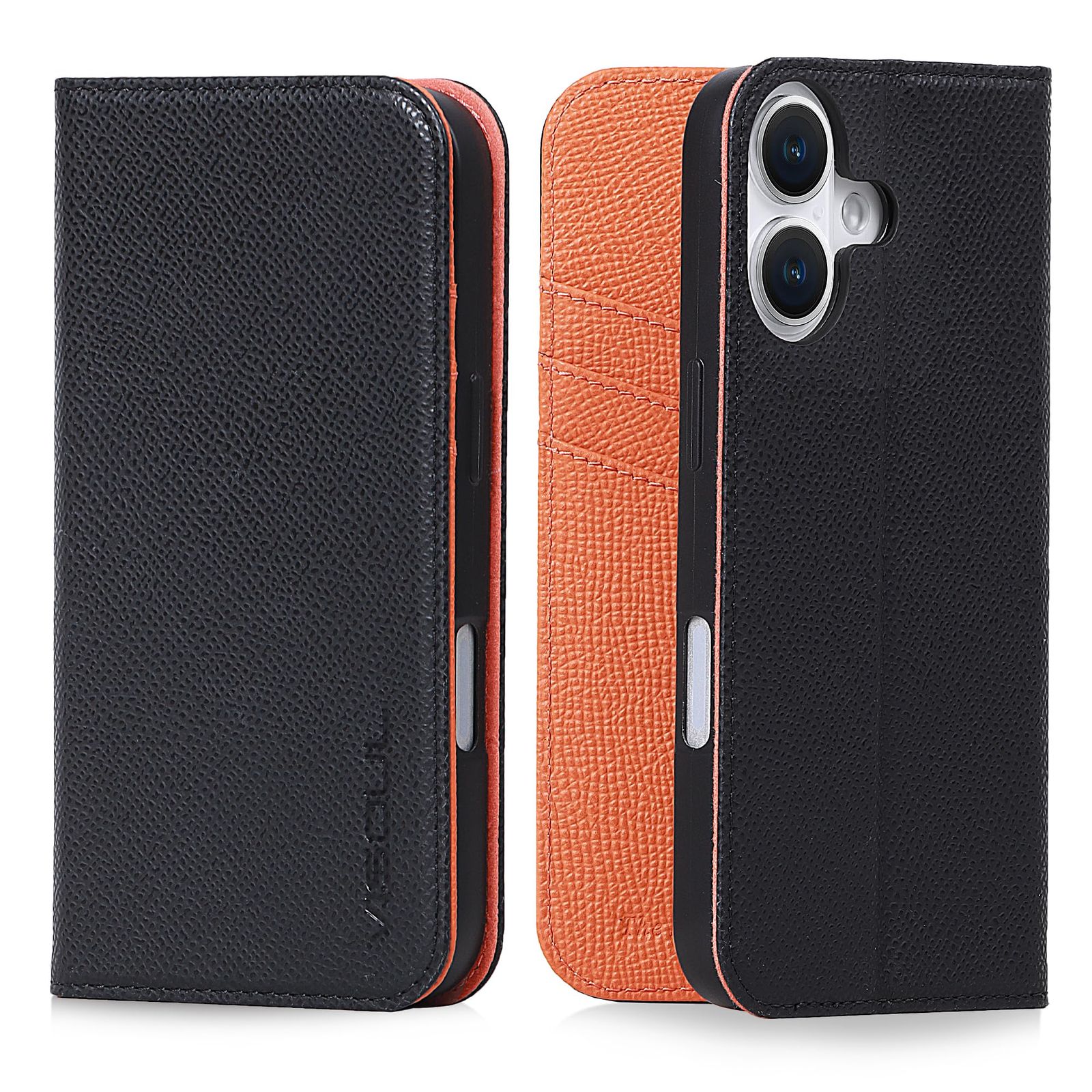 新品 VISOUL iPhone16 対応ケース 手帳型 本革 スマホケース レザーケース 手帳型ケース アイフォン16 ケース カード収納 携帯ケース 全面保護 マグネットワイヤレス充電対応 柔軟なTPU素材 アイホン16 オレンジ