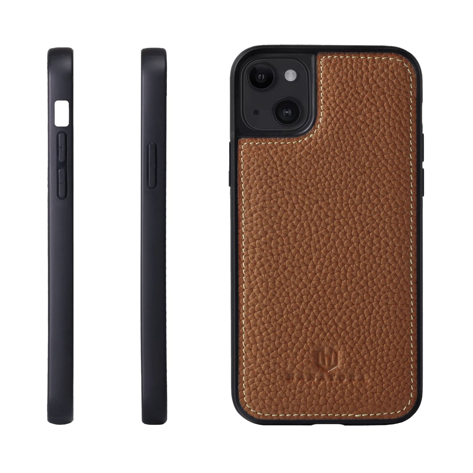 新品 HANATORA for iPhone 13mini ケース 本革 耐衝撃 スマホケース スマホ コードホルダー 付き シュリンクカーフレザー ギフト バンパー型 マグネットなし キャメル SPG-13Mini-Camel