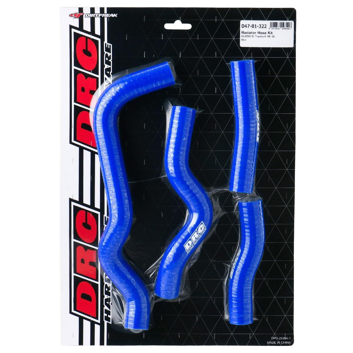 新品 ディーアールシー(DRC) KLX250/D-TRACKER X '08-20 ラジエターホースキット ブルー 多層構造 高耐圧 高耐熱 -40度から260度対応 F5996