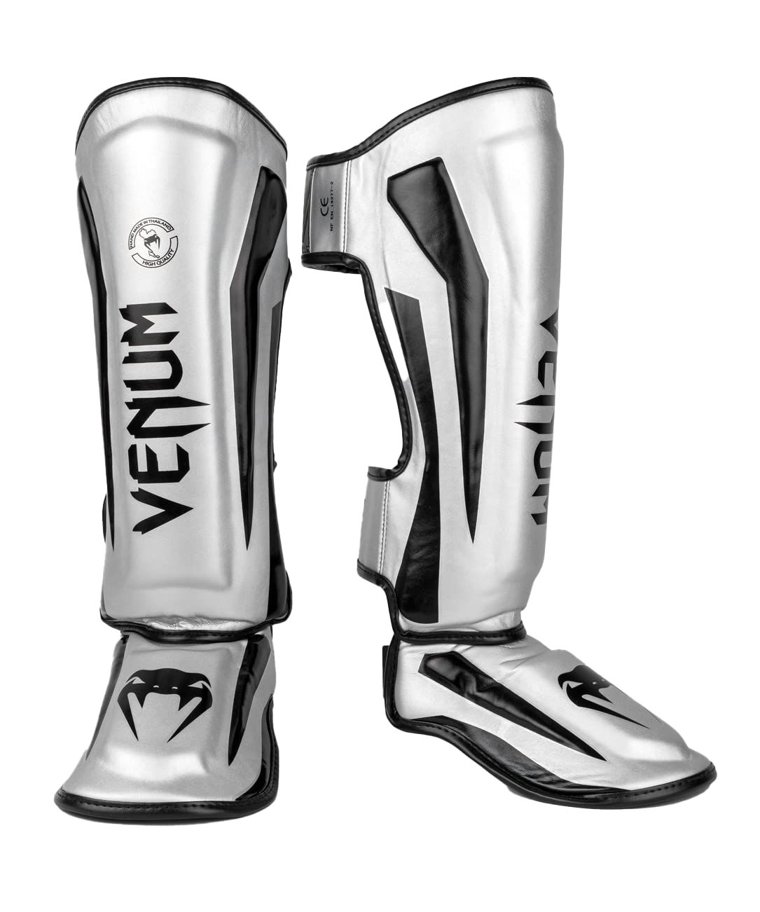 新品 VENUM レッグガード ELITE SHIN GUARDS (シルバー×ブラック) VENUM-1394-451 //レガース キックボクシング 格闘技 防具 プロテクター (Medium)