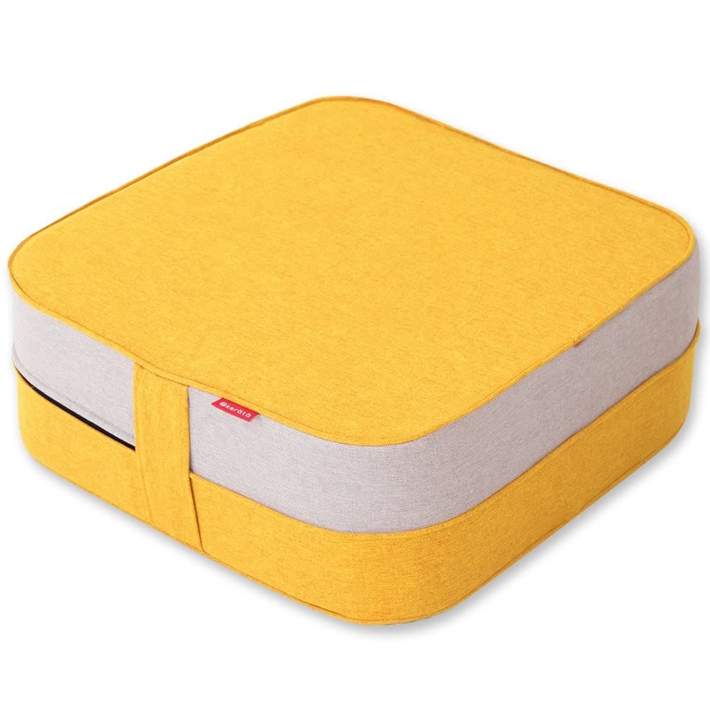 新品 (ケラッタ) トランポリン クッション 【FUN FUN JUMPER】室内用 こども コイルスプリング搭載 大きめ 50×50cm (c. レモン)