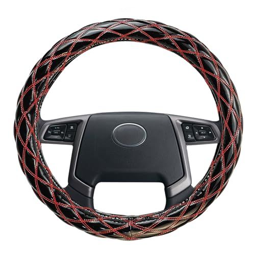 ZATOOTO 極太 ハンドルカバー トラック 2HS(45~46cm) ダブルステッチ 握り感 汚れ防止 トラック用品 ステアリングカバー 柔らかい 快適 デザイン感 艶あり ブラックxレッド LY35-Rts 733be17a