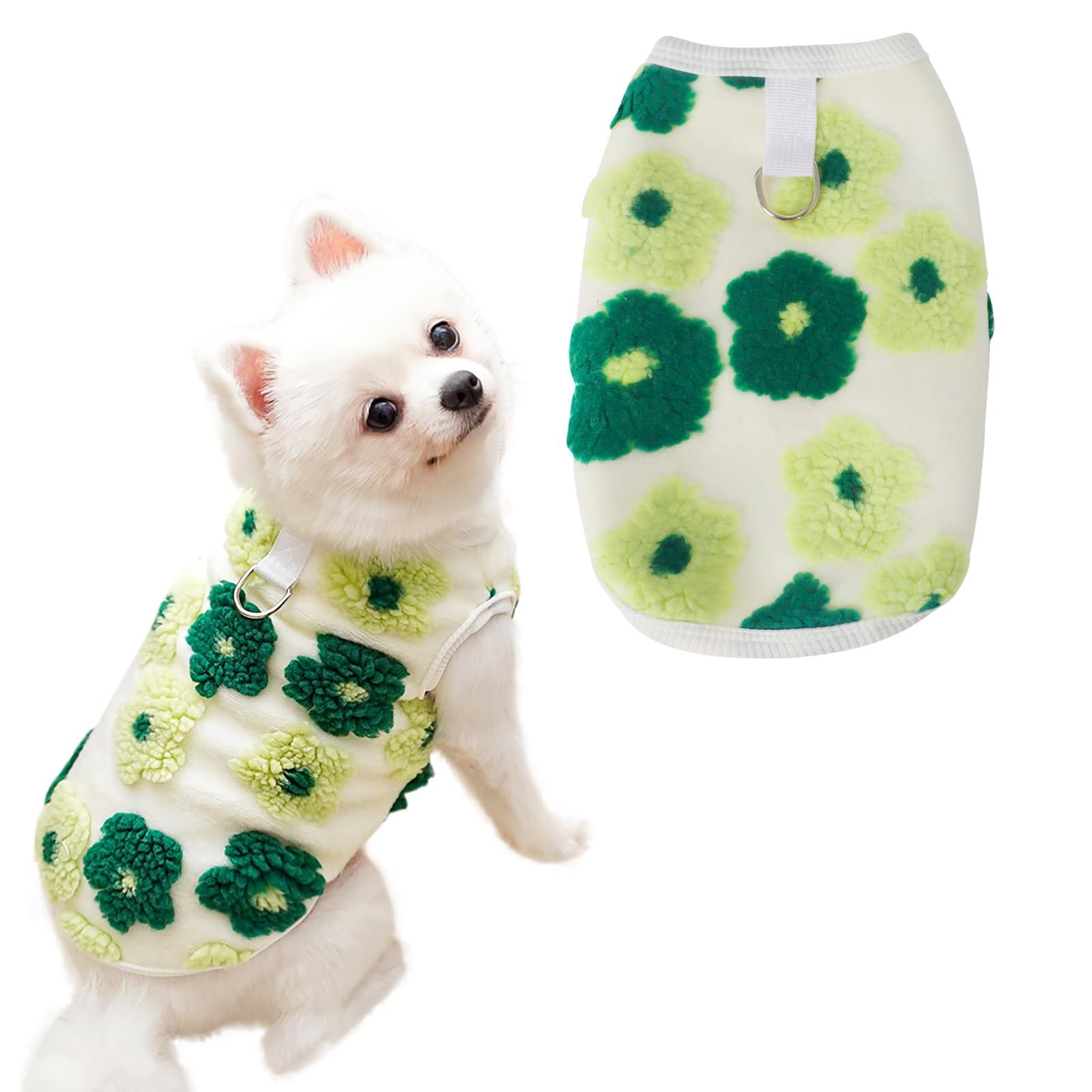 Brand New AMZBarley Dog Clothes Fall/Winter Coat Jacket, Cotton, D-Ring with Button, Easy to Put on and Take Off, Dog Clothes, Fall/Winter Floral Pattern, Sleeveless, Easy to Move, Small, Medium, and Cat Clothes, Stylish, Unisex, Thick, Warm, Warm, Warm, Warm, Thermal, Hair Loss Prevention, Room Wear