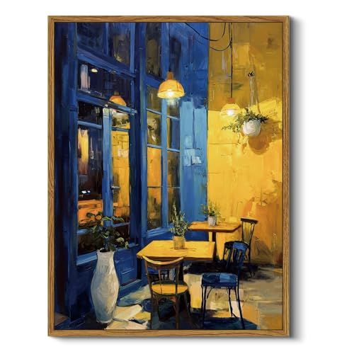 RINTO アート パネル ポスター ゴッホ 夜のカフェテラス 額縁付き 絵画 インテリア おしゃれ フレーム付き スタンド付き A3 黄色 風水 金運 壁掛け 北欧 モダン 玄関 リビングルーム キャンバス 額付き完成品 30x40cm 国 99364f5c