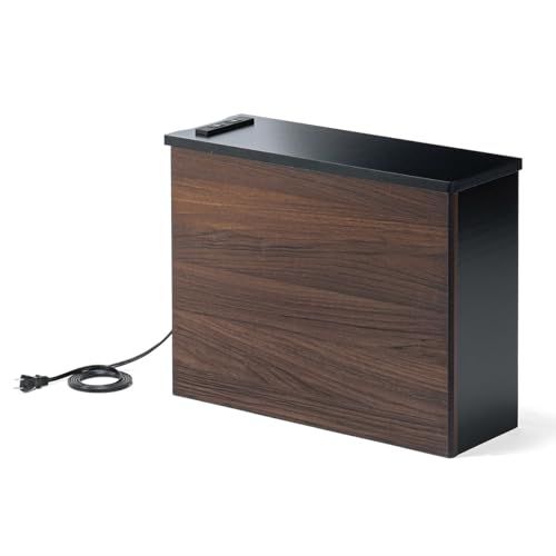 サンワダイレクト ルーター 収納 ケーブルボックス 木製 コンセント付き 幅50×高さ38.5×奥行18cm 角置き用 配線隠し 木目調 ダークブラウン 200-CB047DBRMas 6ad11492