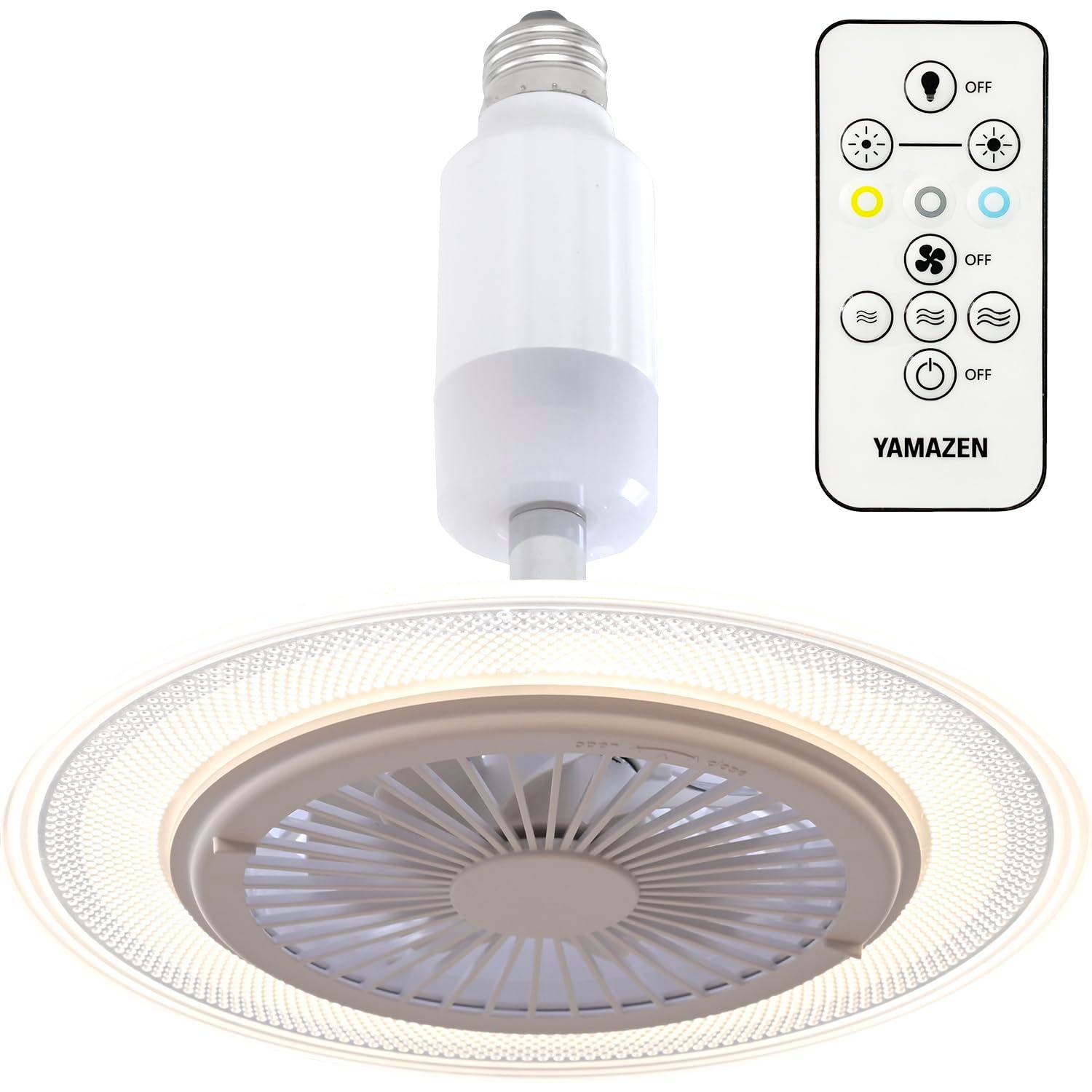[山善] シーリングファン 導光板 LED ライト 小型 天井 照明 調色/調光 60W相当 E26ソケットタイプ 1000lm リモコン付き 工事不要 AFFALC-60VEe aa4f56a5