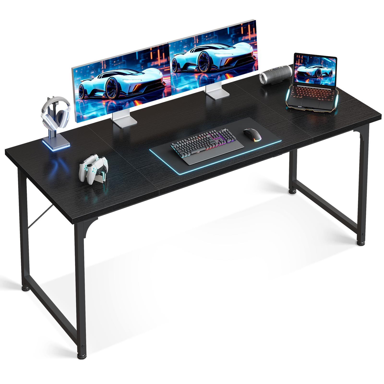 AODK デスク ゲーミングデスク 机 pcデスク 幅160cm パソコンデスク ゲームデスク computer desk オフィスデスク 学習机 在宅ワーク おしゃれ 組立簡単 ブラック