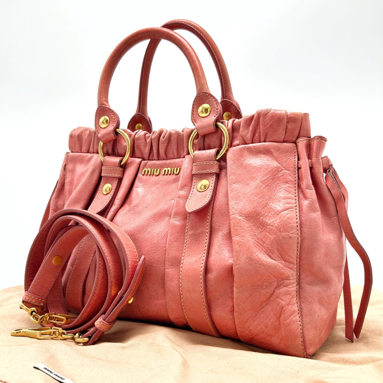 美品 miumiu ミュウミュウ ヴィッテロ ハンドバッグ 2WAY ショルダー 