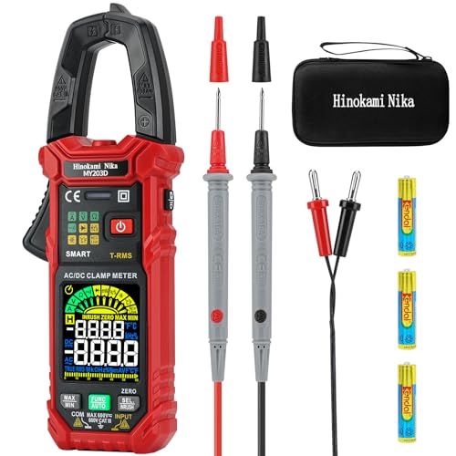 クランプメーター DC電流 AC電流 6000カウント オートレンジ、電流計 クランプ TRMS、小型サーキットテスター 車、AC/DC電圧 非接触電圧検知 静電容量 温度 抵抗 周波数 ダイオード MAX＆MIN値 懐中電灯&ケース付き-M 38fee195