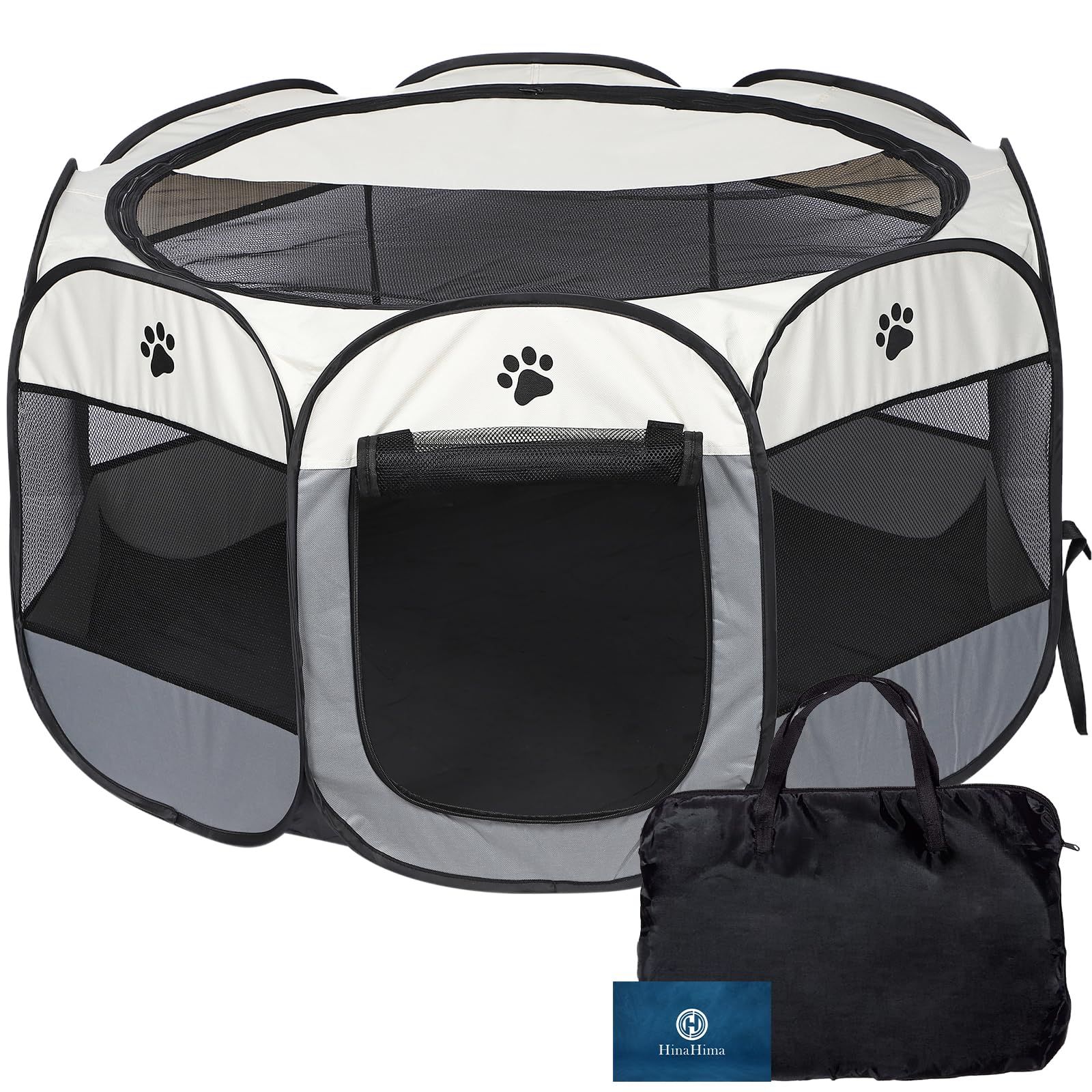 ペットサークル 折りたたみ式 収納バッグ付き 組み立て不要 猫 犬用 ケージ 折畳み ゲージ 折り畳み 幅114cm×高さ58cm (ＸＬ, グレー)Y 8fefb4d4