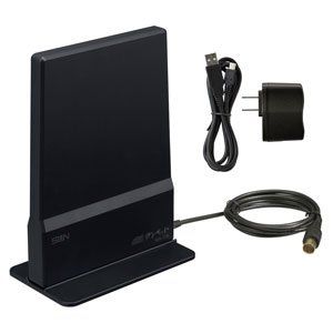 新品 サン電子 地上デジタル放送用 室内アンテナ(強電界地域用) ブースタ内蔵タイプ セミグロスブラック・IDA-7CB-SK