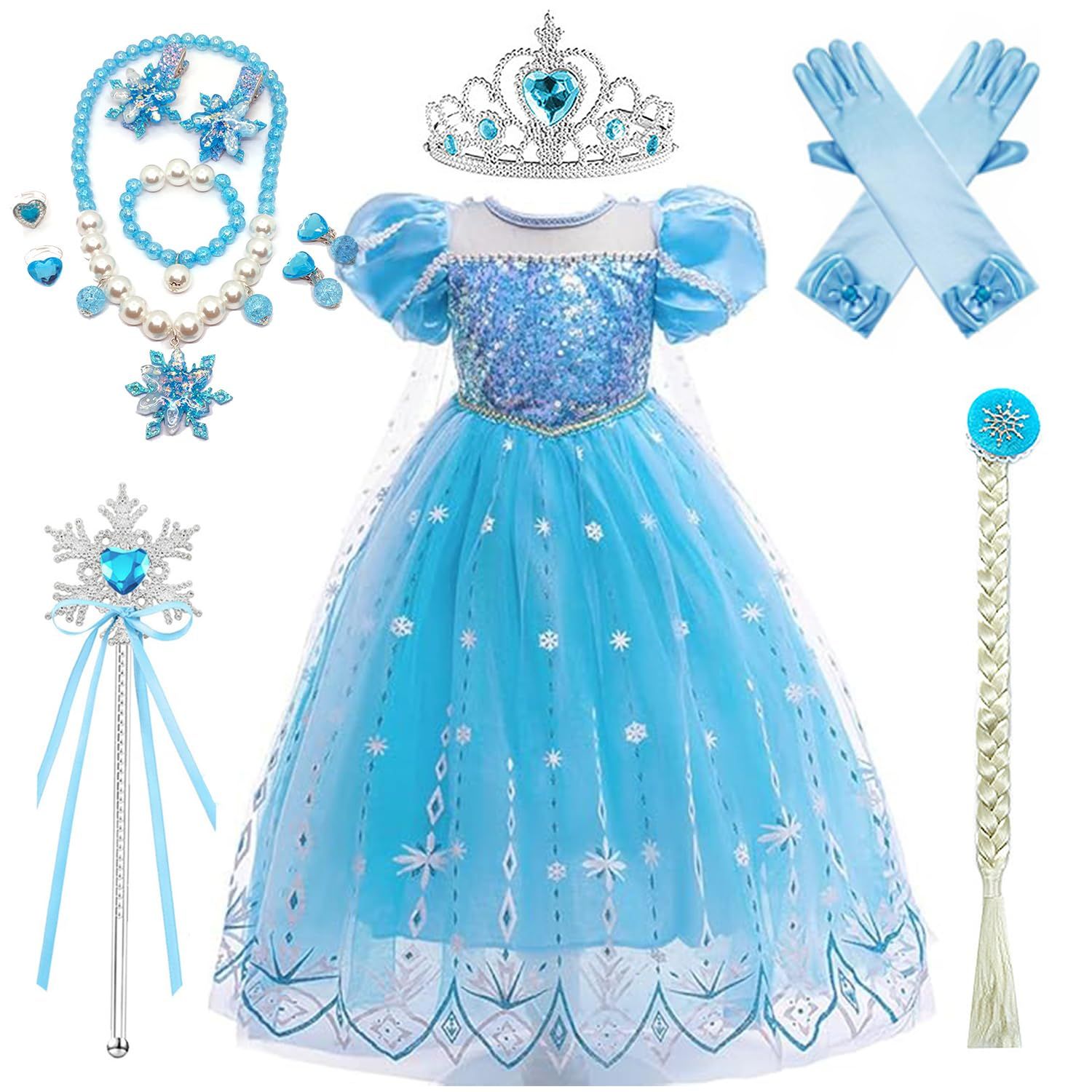 新品 [KOCEKID] プリンセス ドレス 子供 お姫様 ドレス ハロウィン コスプレ 子供 女の子 キッズコスチューム 誕生日ギフト パーティー 七五三 撮影 クリスマスサプライズ 小物付き