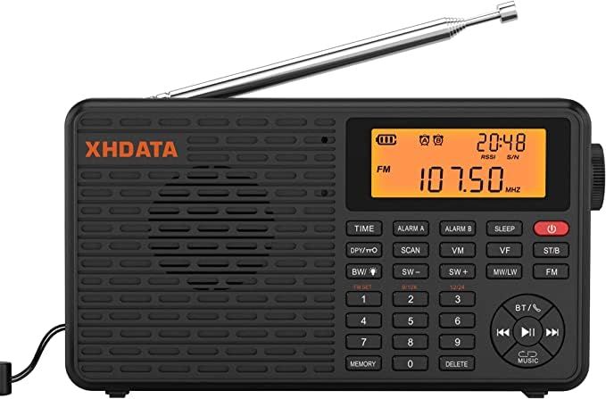 XHDATA D109 ポータブル小型ラジオ 短波 AM FM SW LW ワイドFM ワールドバンド BCL デジタルDSP 高感度受信 電池式 充電式 目覚まし時計 睡眠機能付き 携帯TFカード対応 MP3プレーヤー 災害用 日本語説明書 f79f7fd3