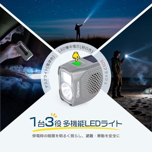 【人気商品】【2025年新モデル】Greeshow 防災ラジオ 多機能 手回しラ Amazon.co.jp: Greadio 2025 最新 多機能防災ラジオ 充電式 3で1 充電