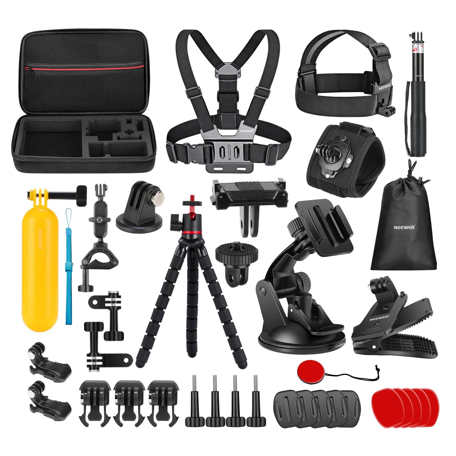 新品 NEEWER 35 in 1 アクションカメラアクセサリーキット コンパチブル DJI Osmo Action 5 Pro 4 3 GoPro クイックリリース アダプターマウント ダイビング/??ハイキング/??バイク/??マウンテンサイクリング/??