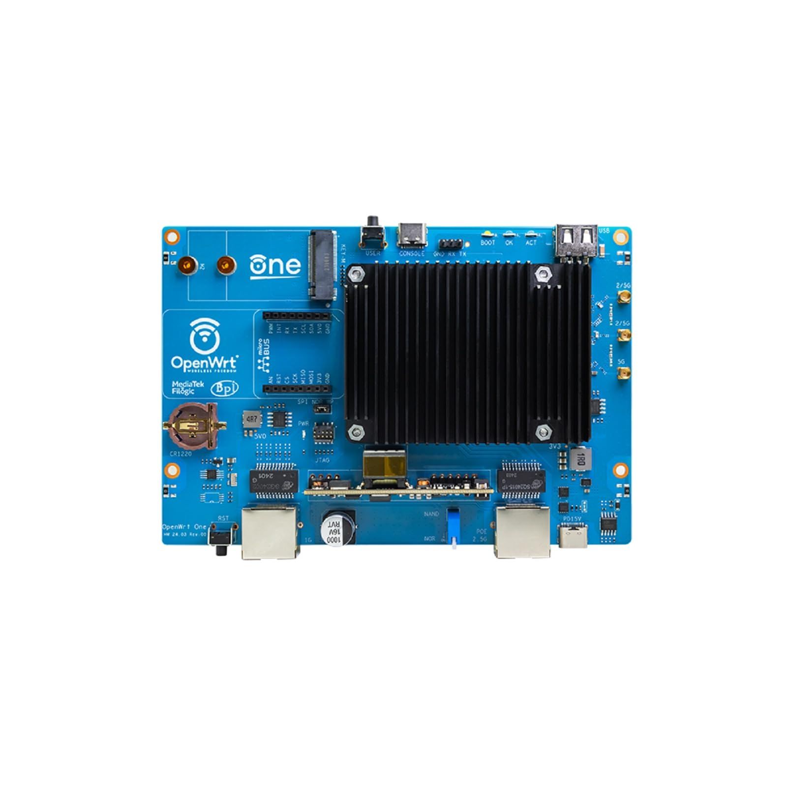 新品 WayPonDEV Banana Pi OpenWrt One ルーターボード MediaTek MT7981B 開発ボード デュアルバンド WiFI 6 (MediaTek MT7976C 2.5GbE RJ45 ポート経由)