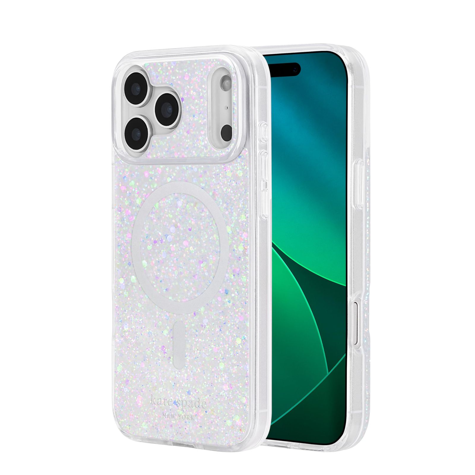 新品 [kate spade new york] iPhone 17 Pro Max用 スマホケース マグセーフ Protective Case 正規品 ケイトスペード ニューヨーク (Chunky Glitter Iridescent)