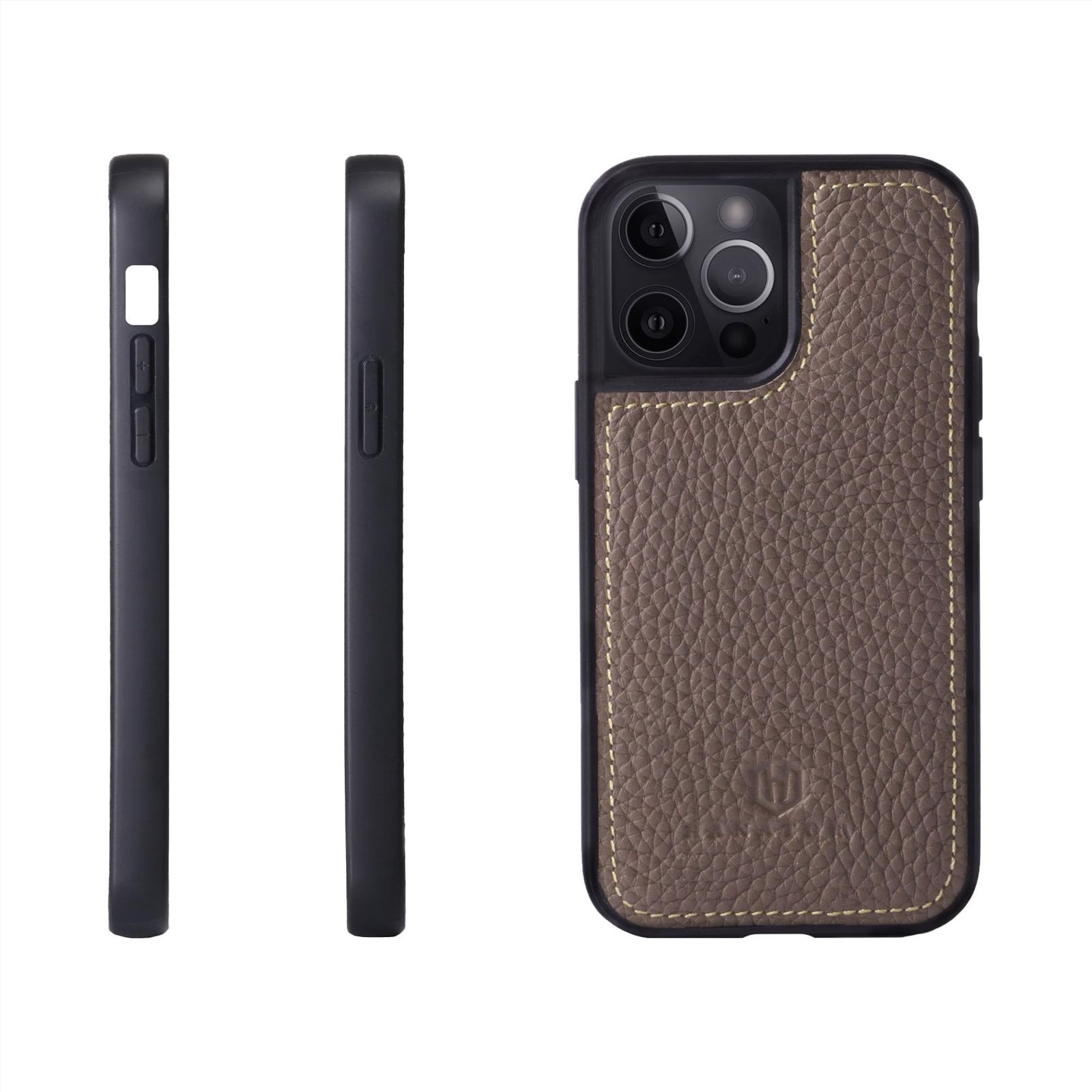 新品 HANATORA for iPhone 17Pro ケース 本革 耐衝撃 スマホケース スマホ コードホルダー 付き シュリンクカーフレザー ギフト バンパー型 マグネットなし トープ SPG-17Pro-Taupe