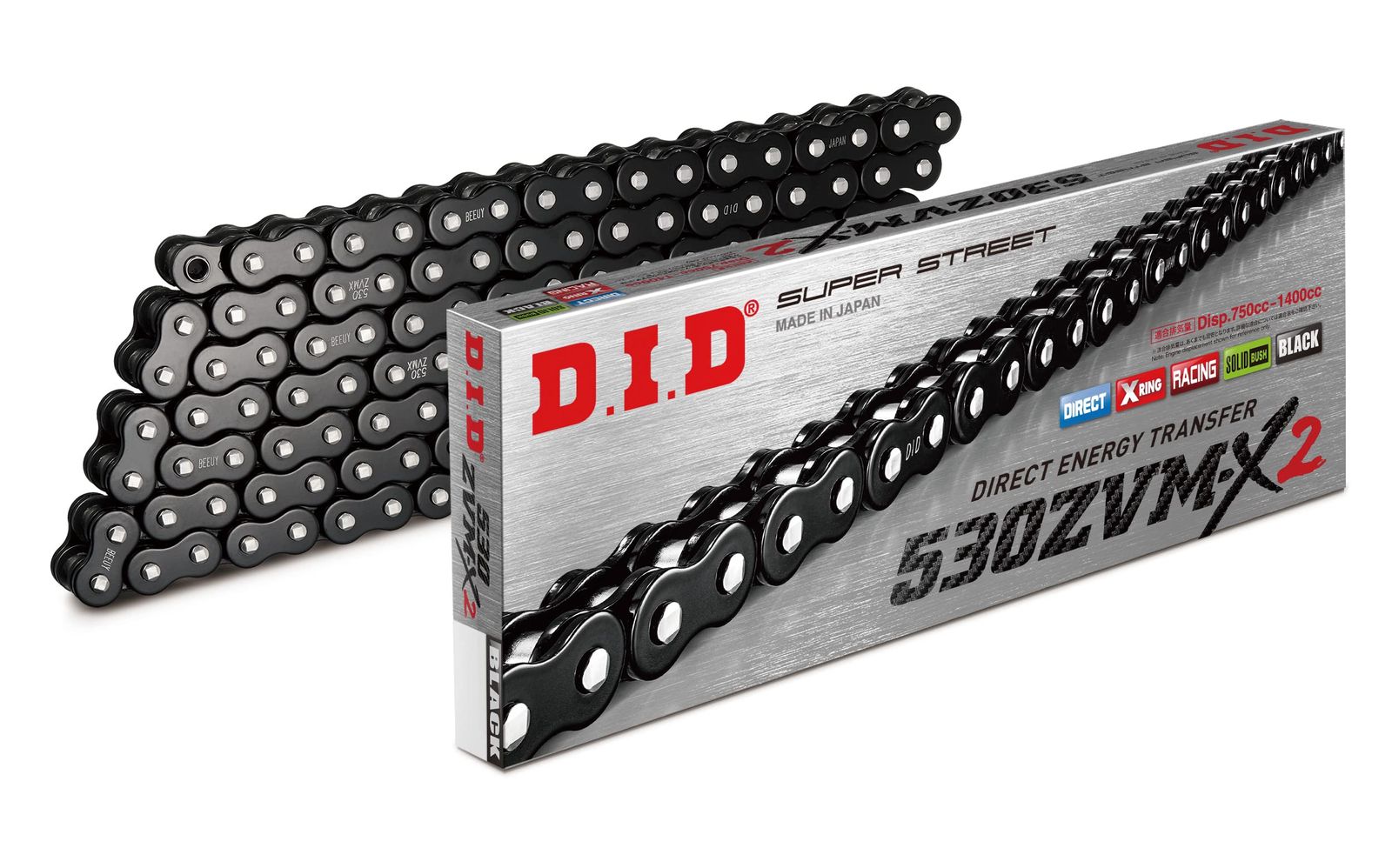 新品 D.I.D(大同工業)バイク用チェーン カシメジョイント付属 530ZVM-X2-120ZB BK&BK(ブラック) X-リング