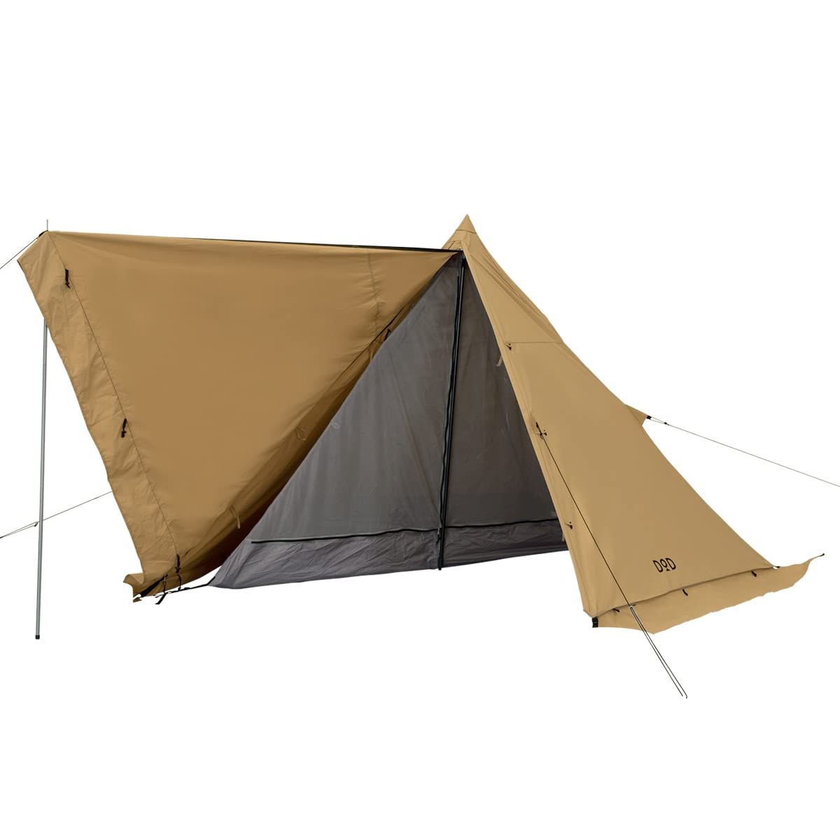 新品 DOD(ディーオーディー) ムシャテント 1人用 火の粉に強い TC 素材の ソロテント T1-819-TN 組立サイズ(外寸):(約)W290×D290×H183cm ※ロープ、スカートを含まず。