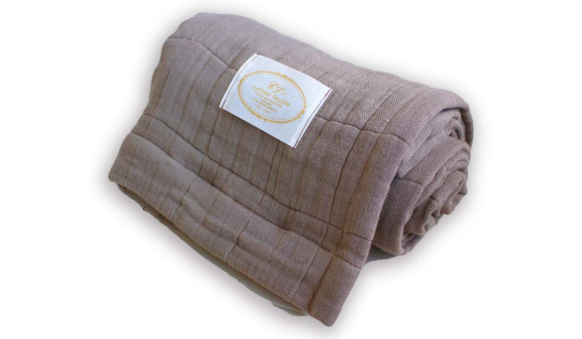 新品 コットンフィーユ(cotton feuille)【9重織ガーゼケット】1年中快適に使えるふかふかボリュームガーゼ 日本製 織物の匠ならではの品質(ベビー/モカ)