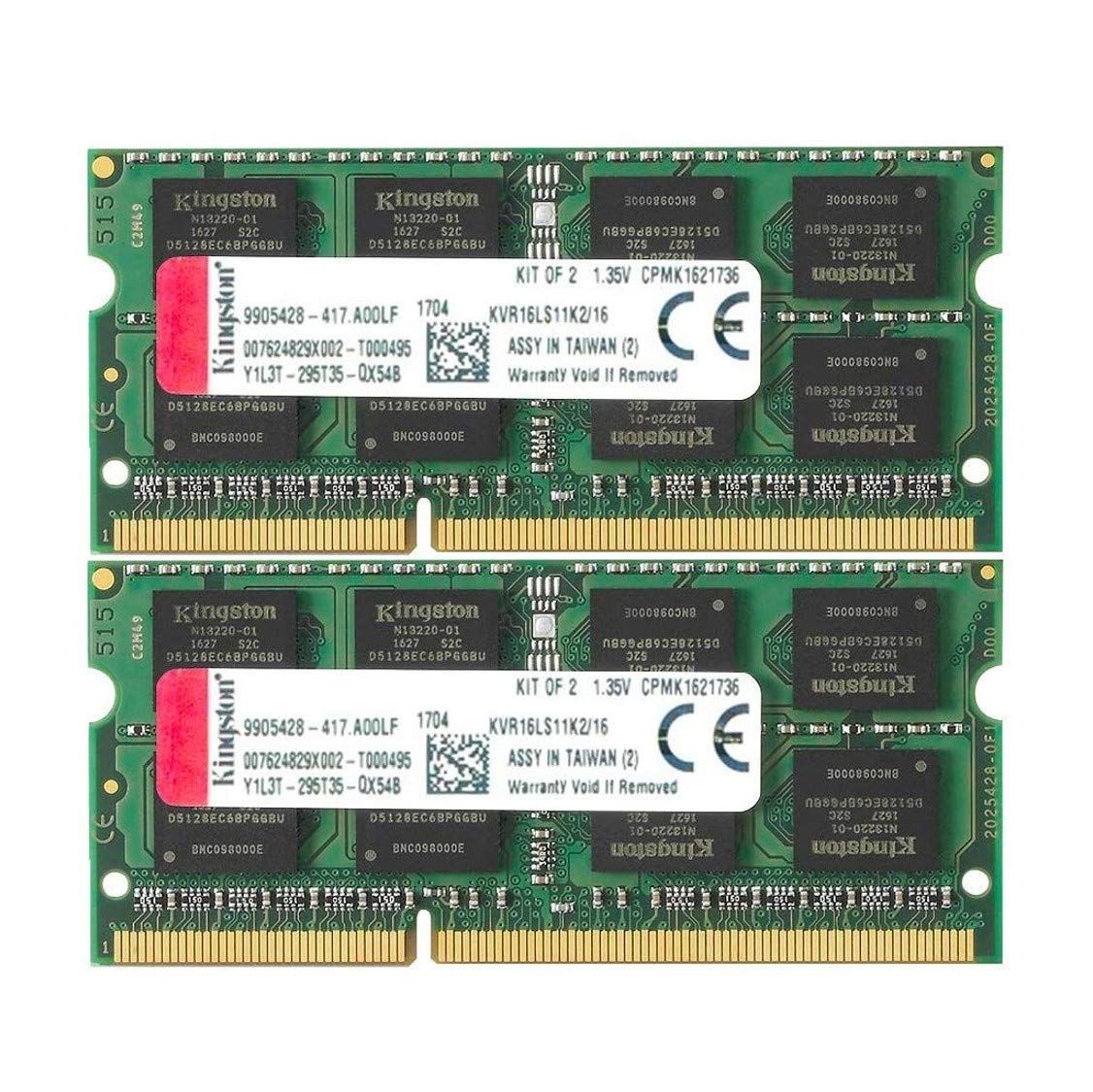 新品 キングストン ノートPC メモリ DDR3L 1600 (PC3L-12800) 8GB×2枚 CL11 1.35V Non-ECC SO-DIMM 204pin KVR16LS11K2/16