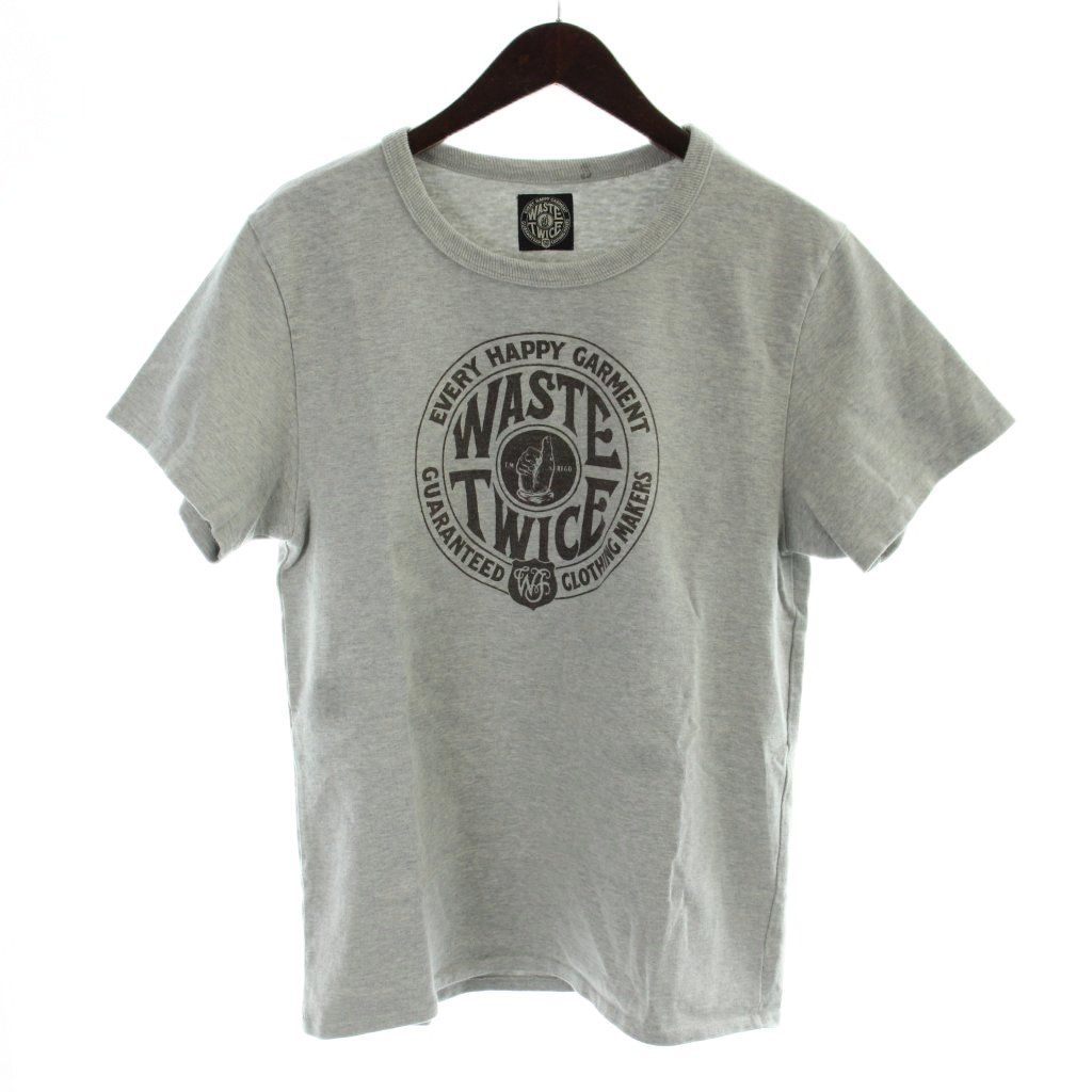 ウエストトゥワイス WASTE TWICE Tシャツ 3 グレー 半袖 ロゴプリント