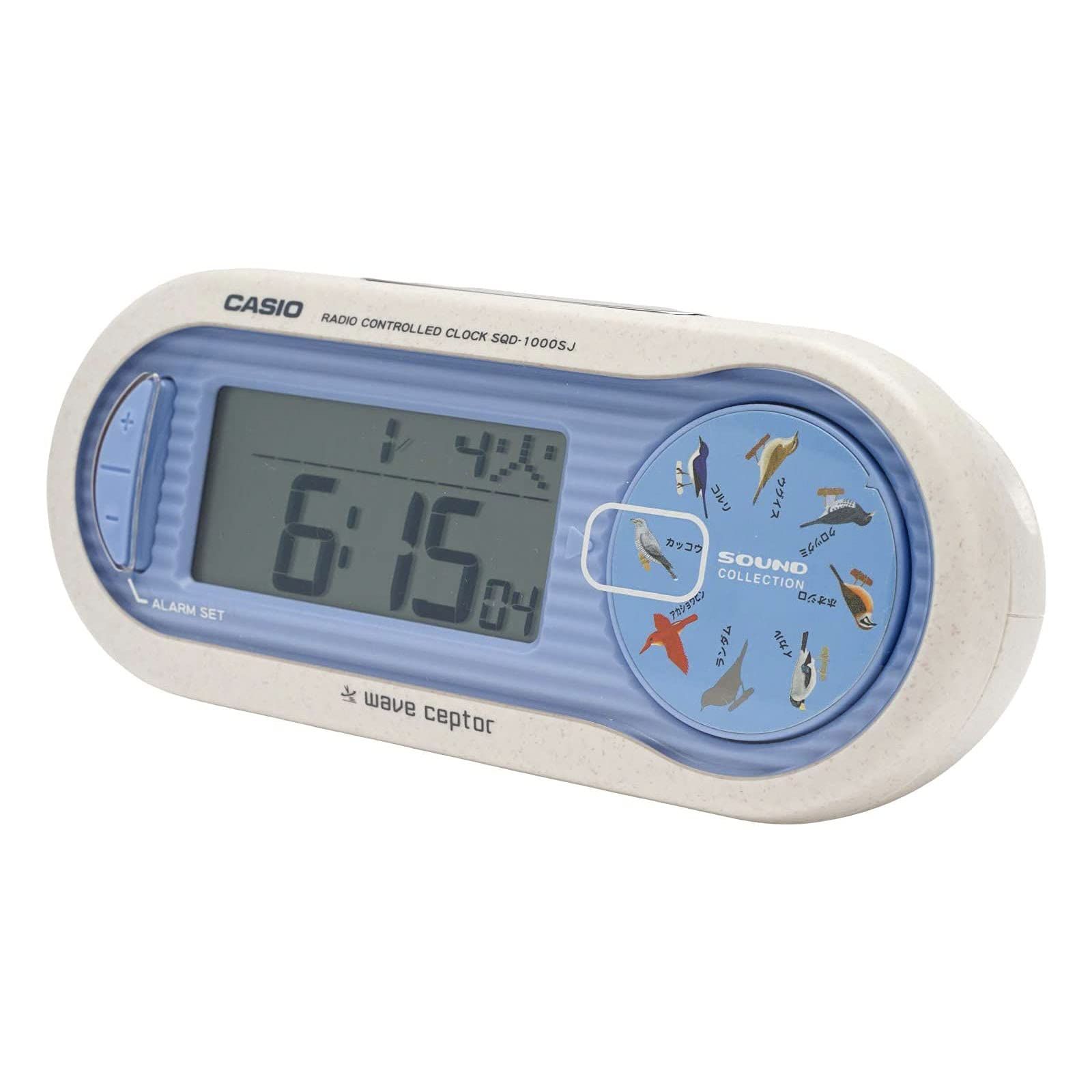 新品 CASIO(カシオ) 目覚まし時計 電波 白 デジタル 野鳥のさえずり アラーム スヌーズ ライト付き SQD-1000SJ-2JF