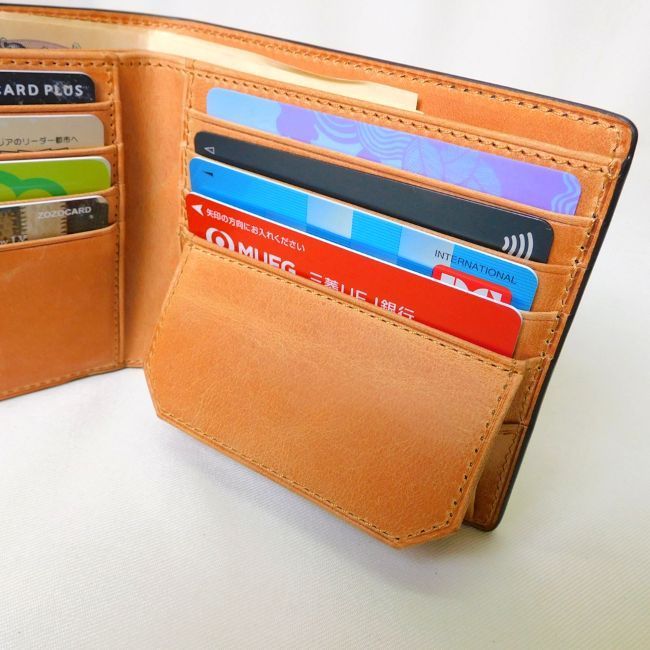 コードバン 二つ折り財布 小銭入れ付き（ネイビー）CO-7