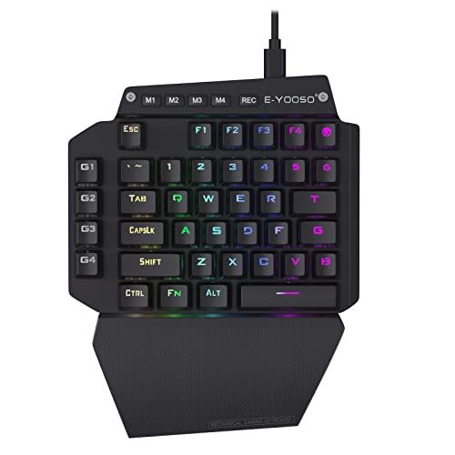 e元素片手ゲーミングキーボード44キー 赤軸メカニカルキーボード USB有線コンパクト設計 RGB発光LEDバックライト付き フルプログラム可能 LOL/PUBG/Fortnite/Wow/Dota/OW対応の片手ゲームキーボード (赤軸ーブ 76f6d1b8