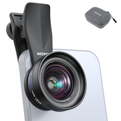 NEEWER 18mm広角レンズ 17mmネジ/スマホカメラレンズクリップ付き 100°FOV 0.5倍倍率 5群6枚 モバイル写真撮影用 コンパチブル iPhone 17シリーズ/16 Pro Max/15/14/13 Pro Max/An 4393846f