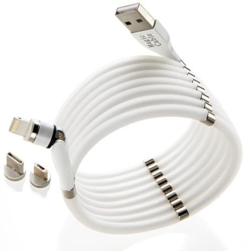 [Magic Cable 540] 正規品 1.8m 白 USBケーブル マジックケーブル 充電器 iPhone互換用 マグネットケーブル マグネット式 充電ケーブル TYPE C B iPhone互換端子 3.0 ケーブル 1.8m 白送料無料