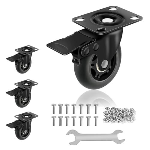 キャスター 車輪 ホイール径100mm 耐荷重700KG 重量キャスター 4個セット キャスター ストッパー付き 静音転がり 床保護設計 360度自在回転 高耐久性 DIY家具 キャスター キット ボルト固定式 屋内外用 (ブラック, 100mm)ｍａ