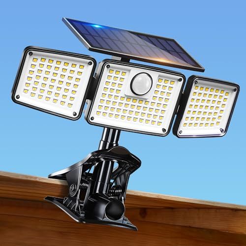 ソーラーライト 屋外 IP65防水 人感センサー 超高輝度【1500LM・164LED・3面発光】 垂直と水平 クリップ式センサーライト 屋外 ソーラー 人感 3つ知能モード 防犯 自動点灯/消灯 ガーデン/壁掛け/庭先/玄関/駐車場/停電時 656cd817