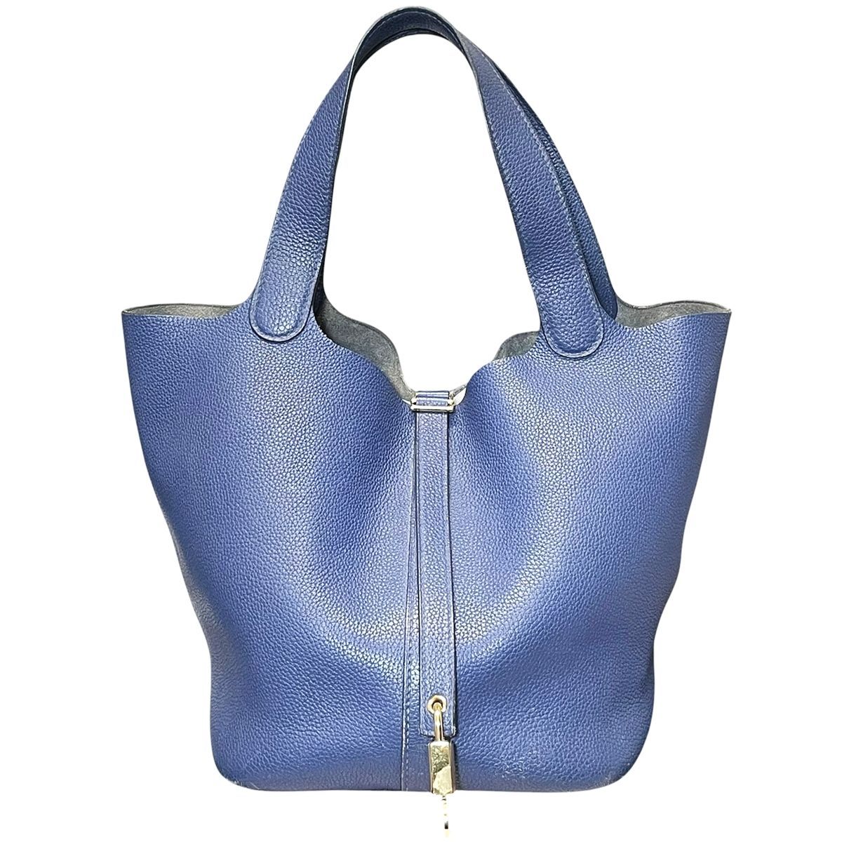 【中古】 HERMES エルメス ピコタンロックMM 22 トゴ ネイビー ブルサフィール G金具 U刻印 カデナ・鍵付属 ハンドバッグ ※傷大 25032117 MK