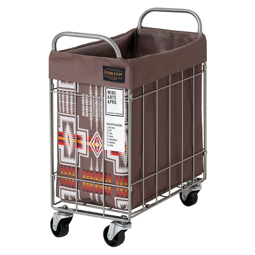 新品 PENDLETON/WIRE ARTS & PRO ペンドルトン ワイヤーアーツ ＆ プロ ランドリースクエアバスケット 28L スリムタイプ キャスター付き (カーキ)