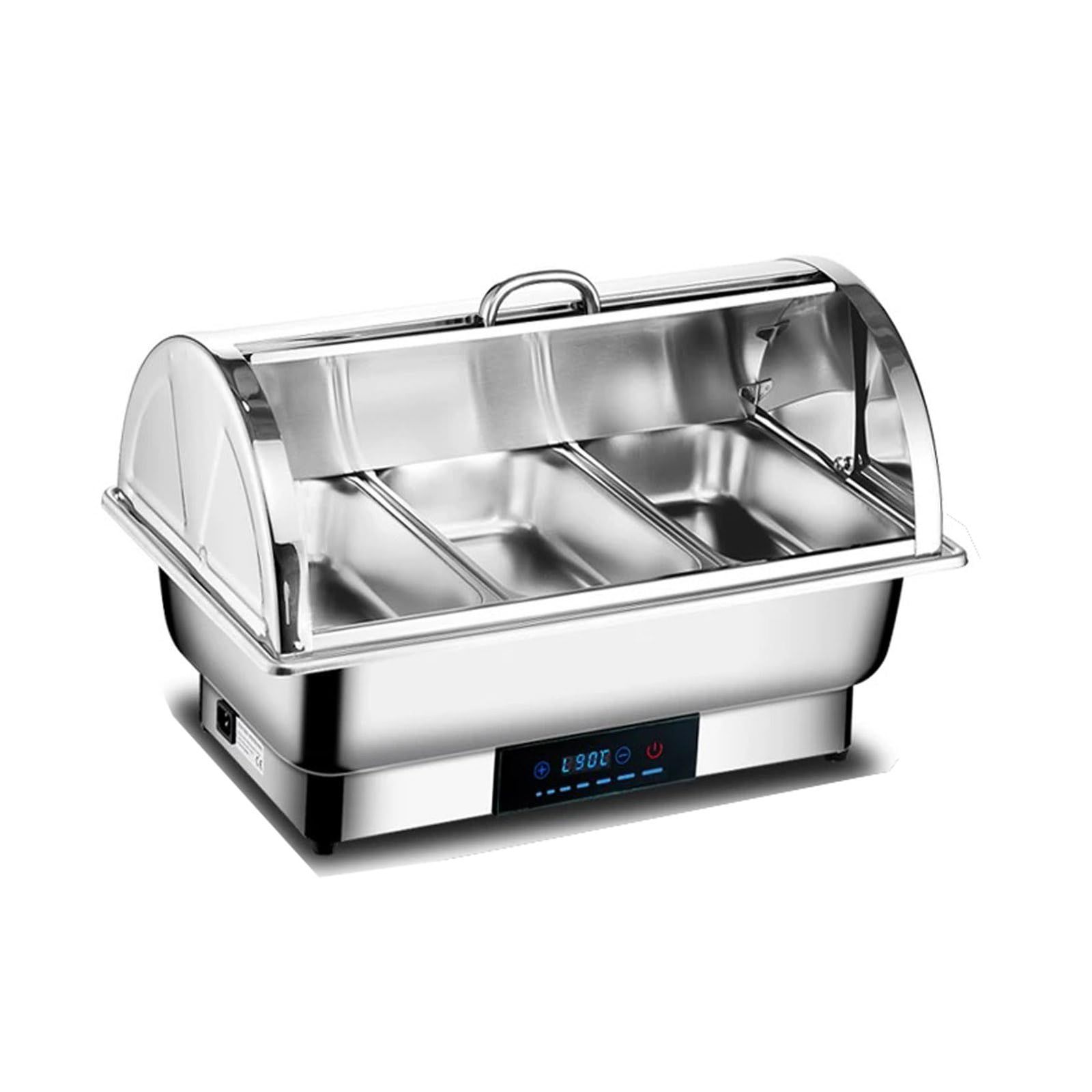 新品 ビュッフェサーバー チェーフィングディッシュ chafing dish 13.5L オールスチールカバー湯煎式 ステンレス製 保温調理鍋 food warm 温度調整加熱ウォーマー温度制御 保温トレイ 電気ミールストーブ100v (角型3連)