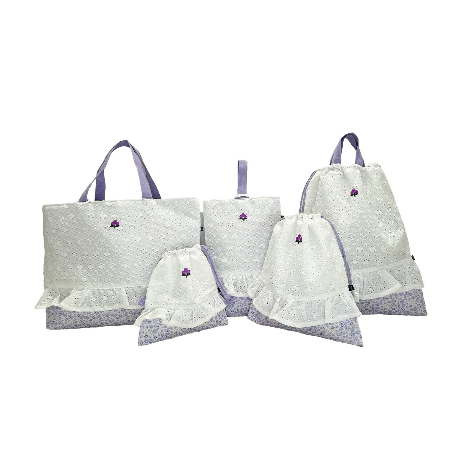 新品 [IAM NATURAL] アイエーエム ナチュラル 入園 入学 グッズ 5点セット レッスンバッグ シューズケース 巾着袋 L M S (ガーリーフラワー Set)