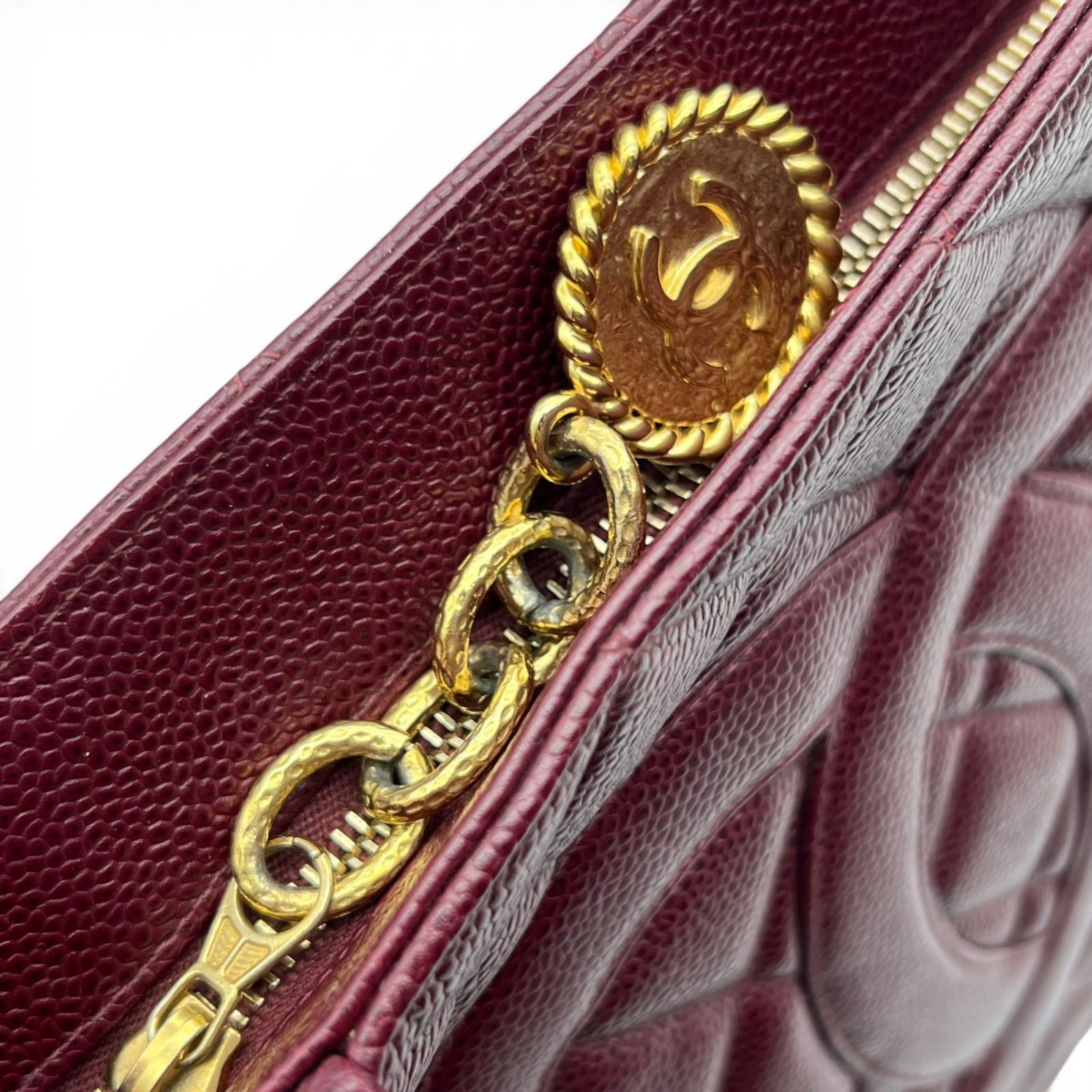 CHANEL シャネル 復刻トート キャビアスキン ボルドー ワインレッド 7