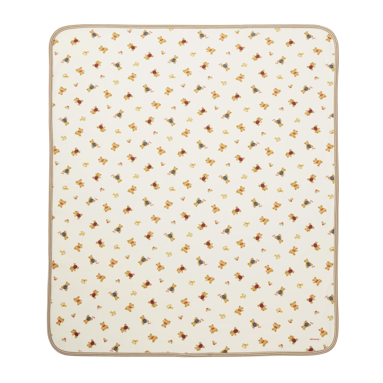 新品 [ミキハウス] ブランケット 70×80cm くま 総柄 お昼寝 ひざかけ 日本製 男の子 女の子 ベビー キッズ 赤ちゃん ベビー服 子供服 46-8396-680 ベージュ