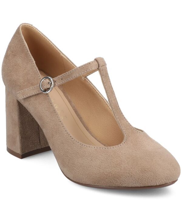 ジュルネ コレクション レディース シューズ パンプス Journee Collection Womens Talani Tstrap Almond Toe Dress Pumps Nude Suede