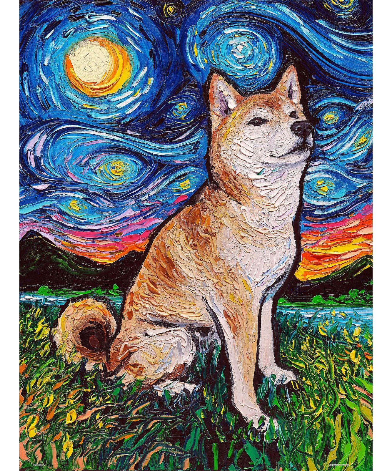 新品 ピースリラックス(PieceRelax) 1000ピース プラ製ジグソーパズル ピースクリックス 【Aja Trier＿柴犬の夜】(48X64cm) 大人向け難しい 破片なし カチっとハマる PieceClicks [U1102]