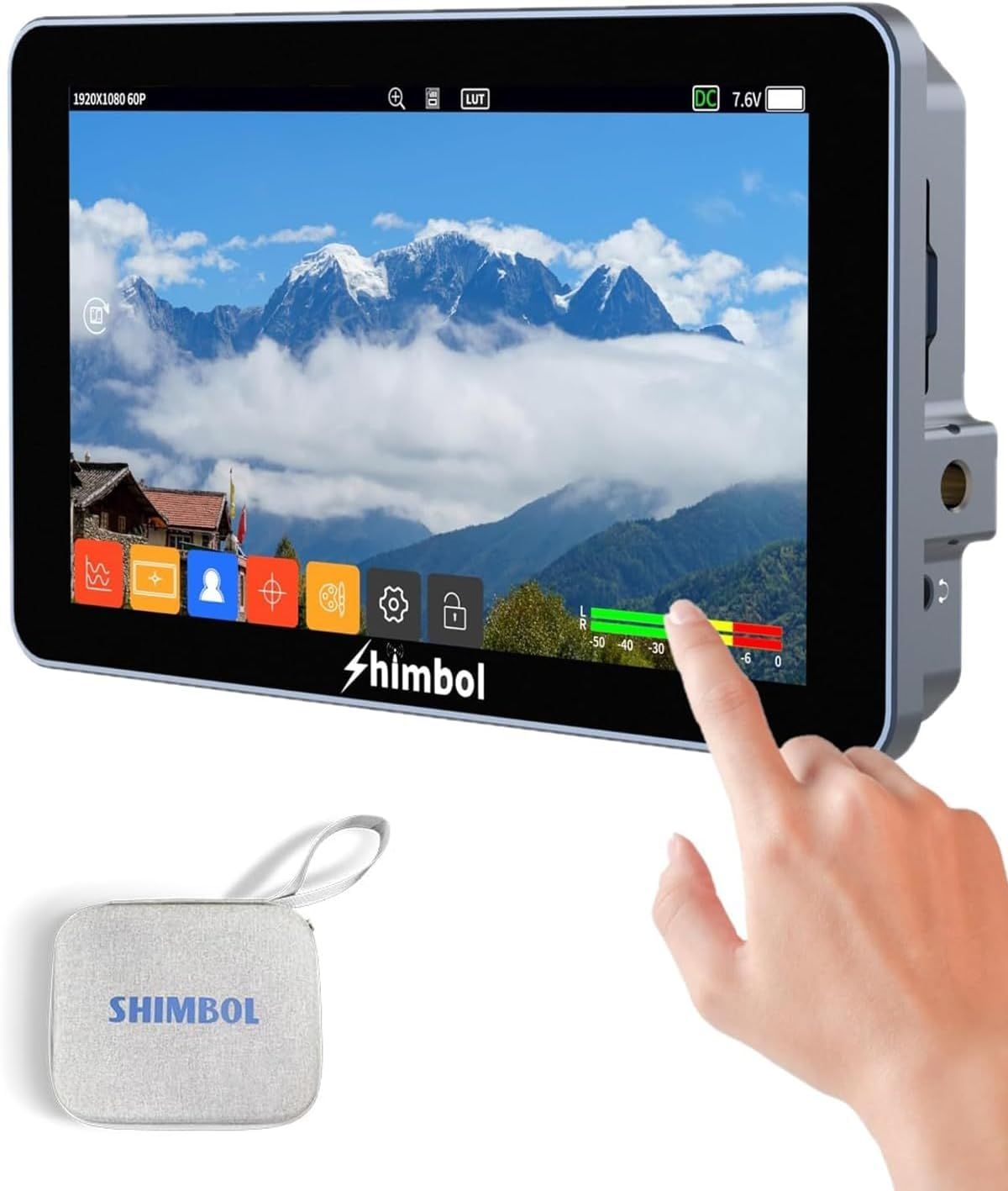 新品 Shimbol M5 カメラ モニター 5.5インチ タッチスクリーン高輝度1200nits ビデオモニター 4K HDR HDMI 1920x1080 IPS| 3D LUT| DSLRカメラ、ハンドヘルドスタビライザー、フィルムビデオ作成に対応