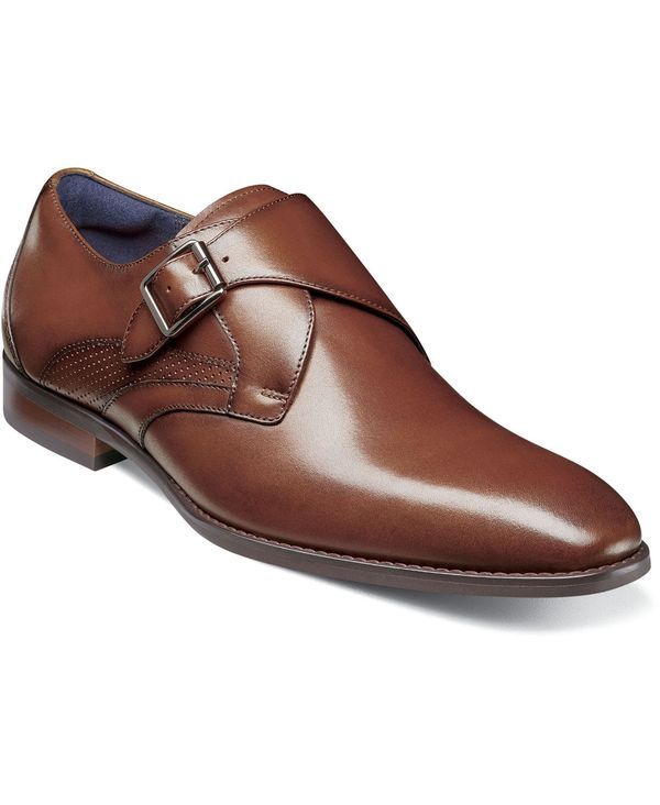 ステイシーアダムス メンズ シューズ スリッポン・ローファー モンクストラップ モンク Stacy Adams Mens Karcher Plain Toe Monk Strap SlipOn Dress Shoes Cognac