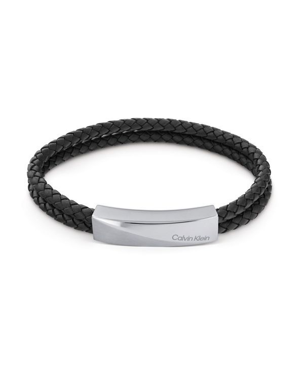 カルバンクライン メンズ アクセサリー ブレスレット・バングル・アンクレット レザー Calvin Klein Mens Tan Leather Bracelet Black ブラック