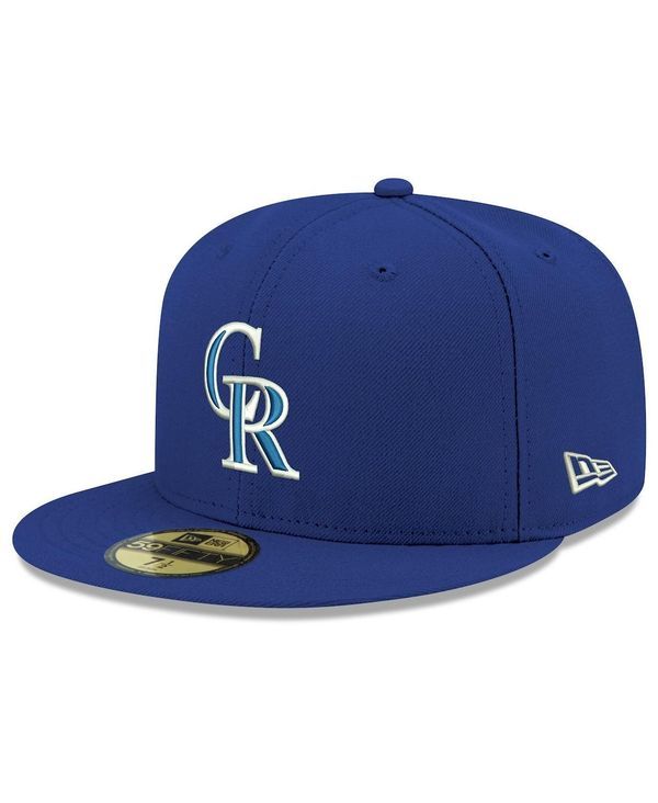 ニューエラ メンズ アクセサリー 帽子 ロゴ New Era Mens Royal Colorado Rockies Logo White 59FIFTY Fitted Hat Royal ホワイト